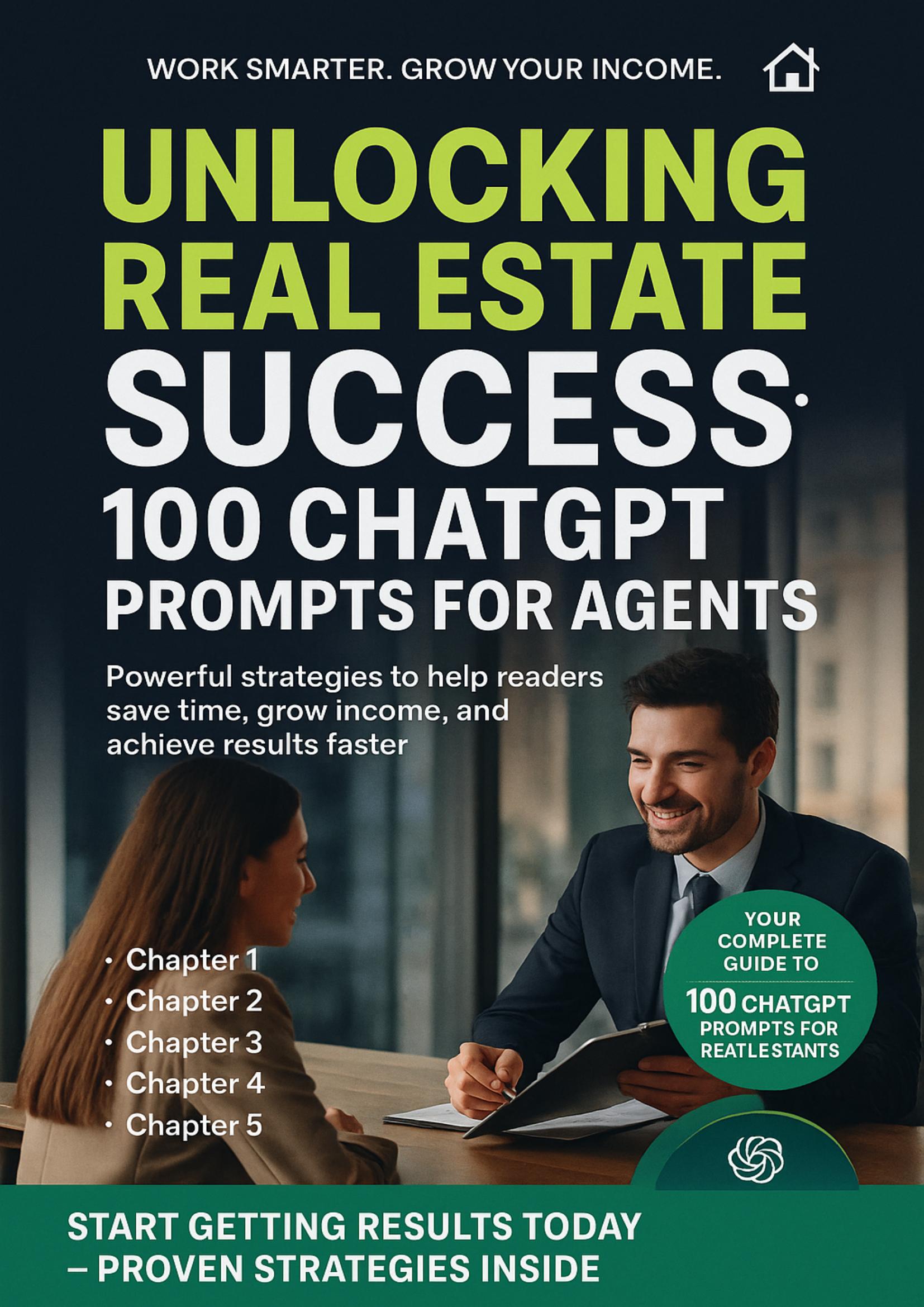 Cover of Unlocking Real Estate Success: 100 ChatGPT Prompts for Agents
